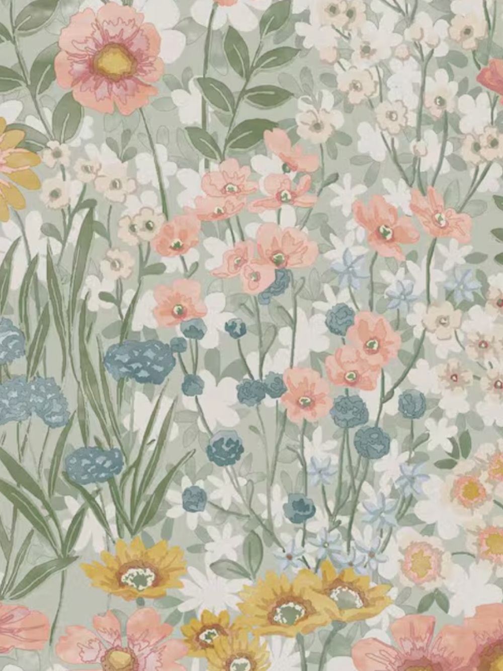 1 Roll Wallflower Day White Background Wallpaper by Graham & Brown Floral Meadow